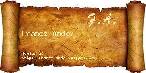 Francz Andor névjegykártya