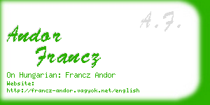 andor francz business card